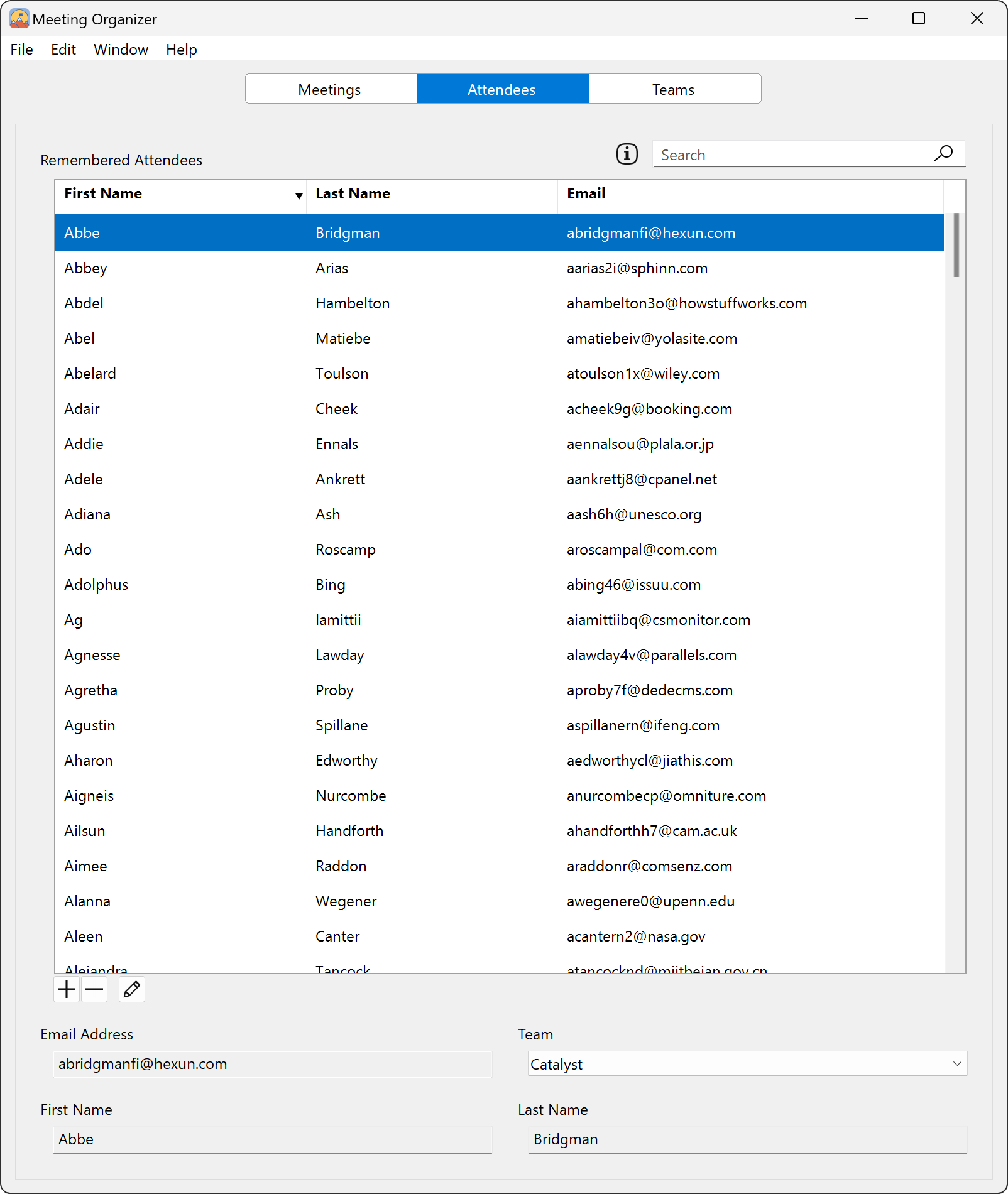 Summit Meeting Organizer Attendees Tab