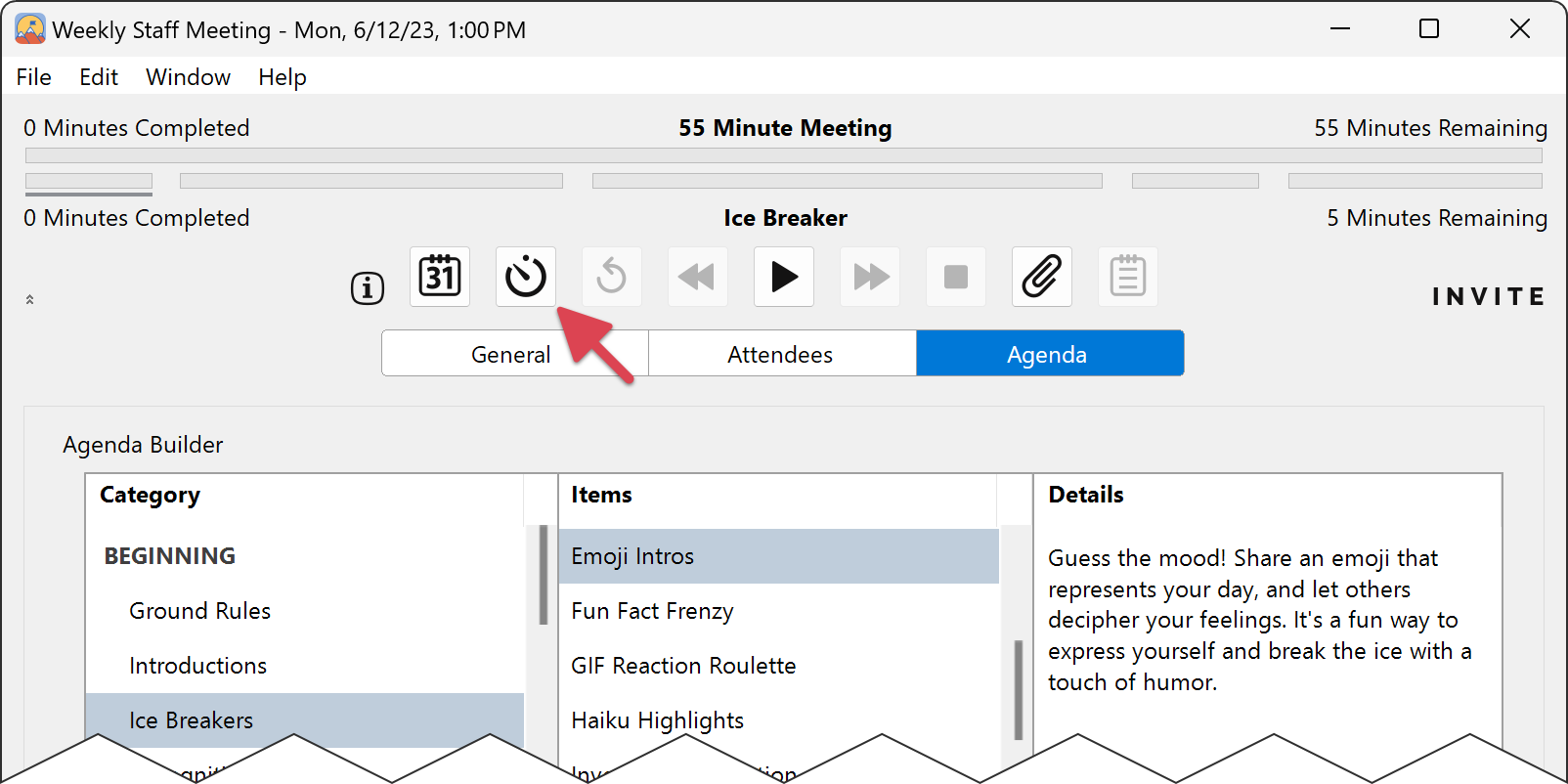 Summit Time Settings Button